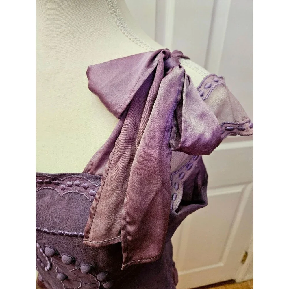 RARE Vintage NATAYA Romantic Fairy Purple Lavender 100% Silk Blouse Top - Picture 5 of 16